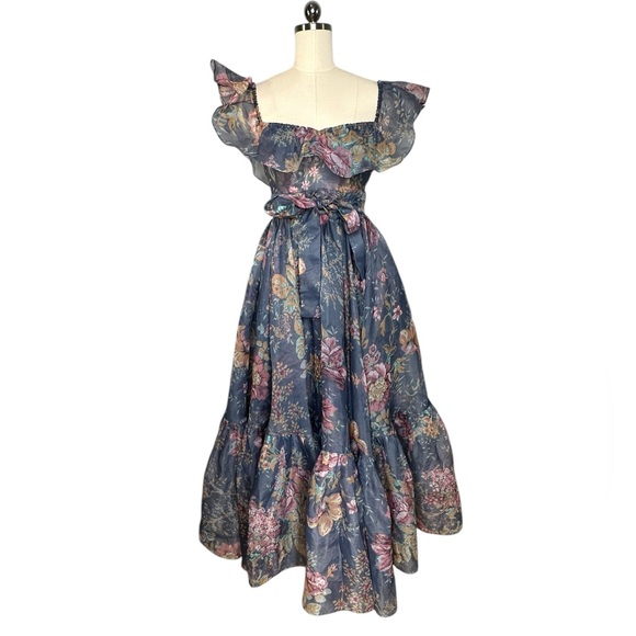 Selkie Printed Romance Novel Princess Puffy Off the Shoulder Floral Maxi Gown| S - Picture 4 of 13